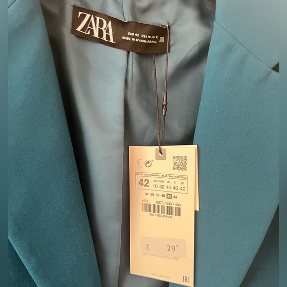 BNWT Zara blazer, petrol blue, size 42 (uk16) - Picture 3 of 3